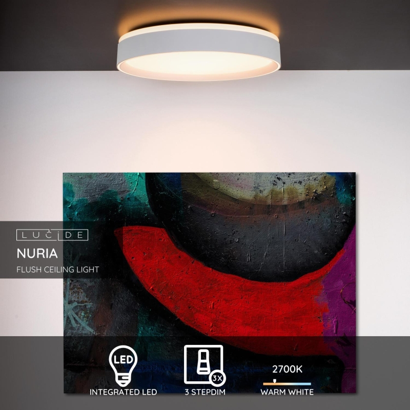 Lucide NURIA - Zapustené stropné svietidlo - Ø 30 cm - LED Dim. - 1x18W 2700K - 3 StepDim - Biela